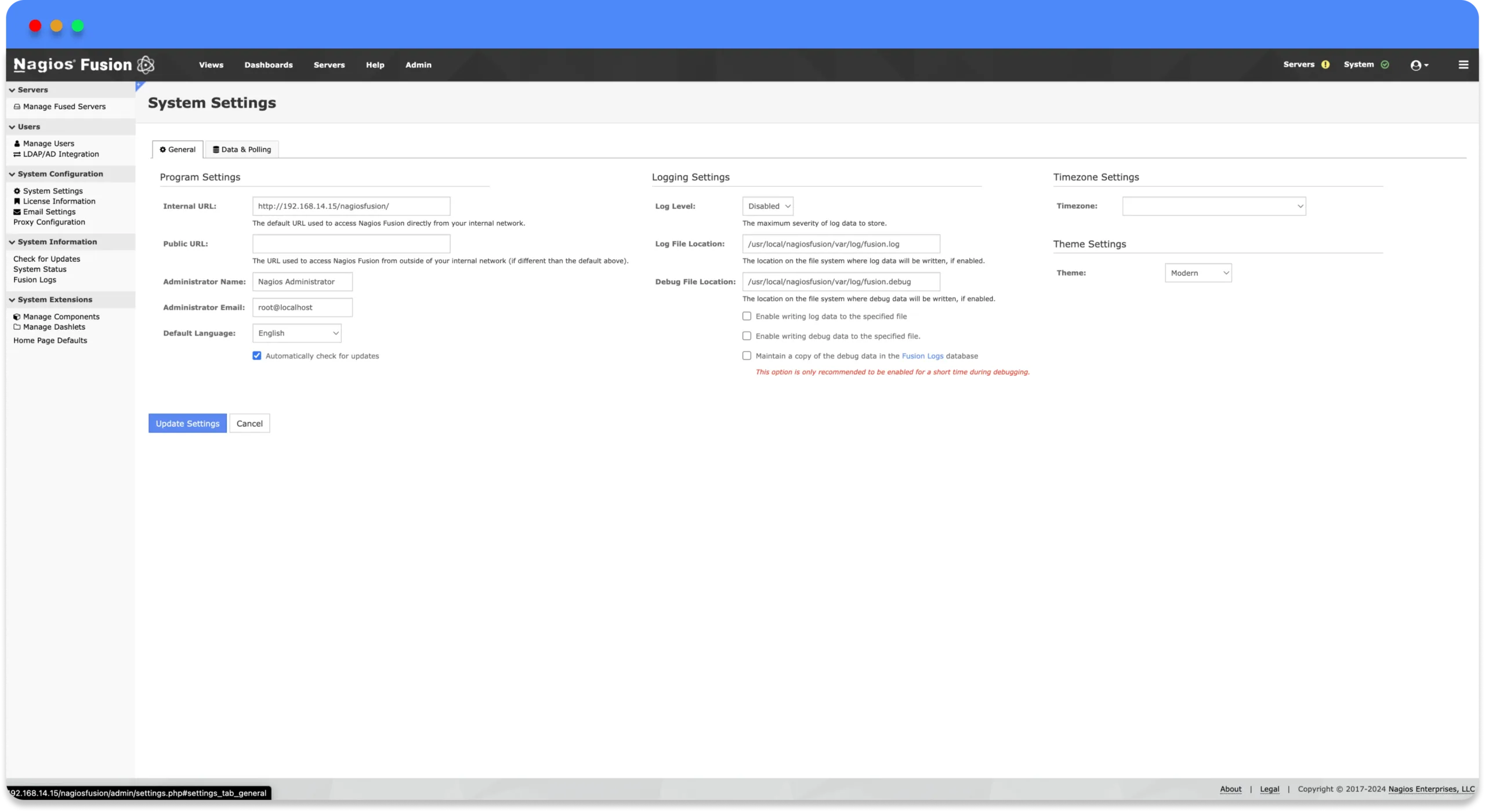 Have complete control over system settings, improving bandwidth utilization by allowing you to manage polling frequency.