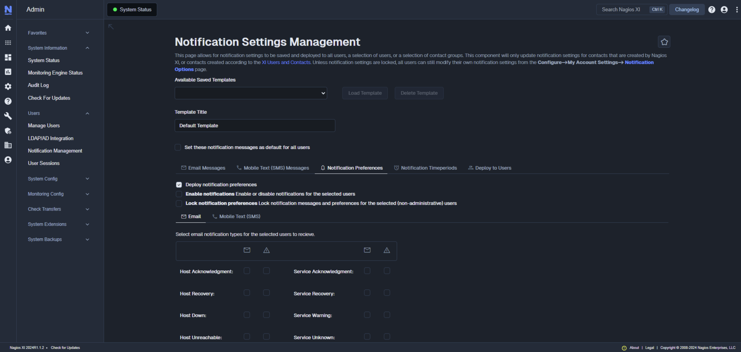 Admin - Notification Settings Management